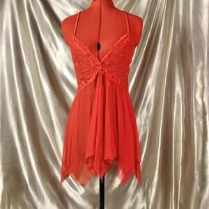 Beautiful red fairycore handkerchief dress lingere!